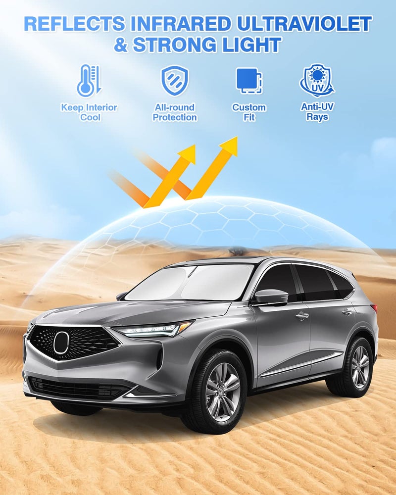 Canvcle Sunshade for 2021-2025 2026 Acura MDX Accessories Windshield Sun Shade Side Rear Window Shade Cover Sun Visor Shield Privacy Protection Keep Vehicle Cool Black 8PCS - Image 2